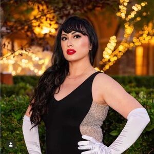 Black Evening Dress with Sparkle Side Panels